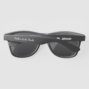 Lunettes De Soleil Père de la mariée Script noir blanc Nom Texte