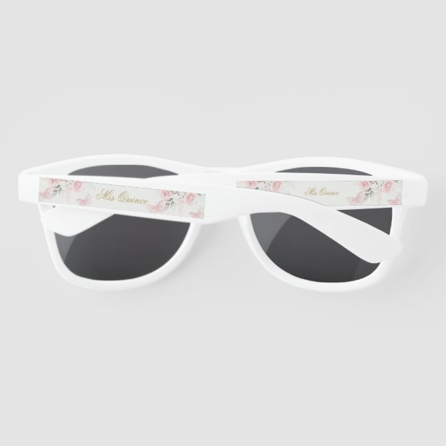 Lunettes De Soleil Quinceanera papillon rose (Dos)