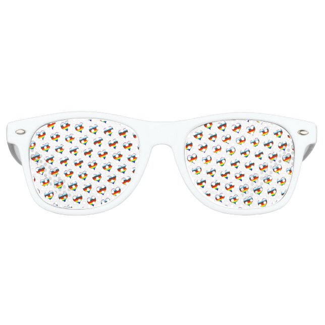 Lunettes de soleil rétro Motif Rainbow Heart (Devant)
