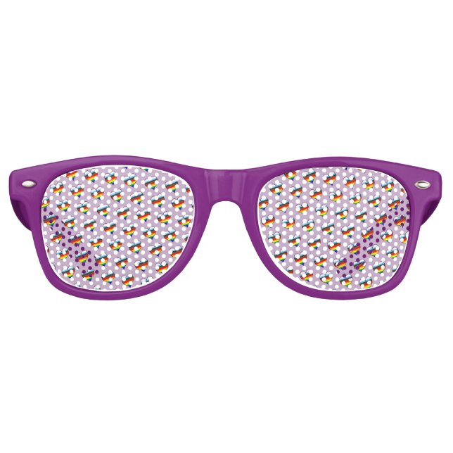 Lunettes de soleil rétro Motif Rainbow Heart (Devant)
