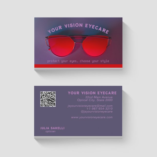 Lunettes de soleil rouges Carte de visite optique (Créateur téléchargé)
