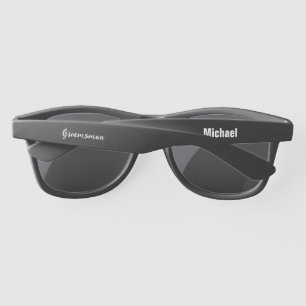 Lunettes De Soleil Script Groomsman noir et blanc Nom Texte