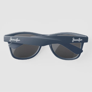 Lunettes De Soleil Simple Elegant Blanc Personnalisé Nom Personnalisé
