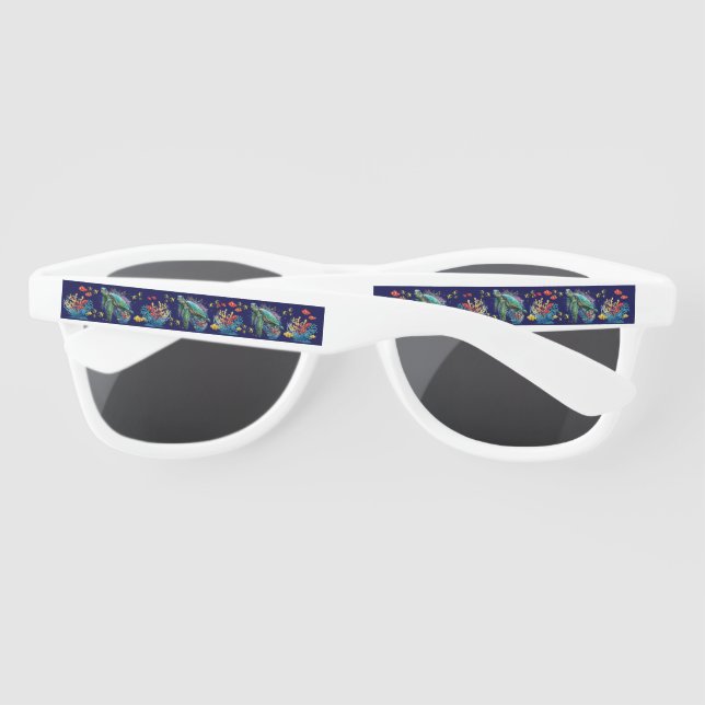 Lunettes De Soleil Style d'aquarelle sous-marine de tortue marine (Dos)