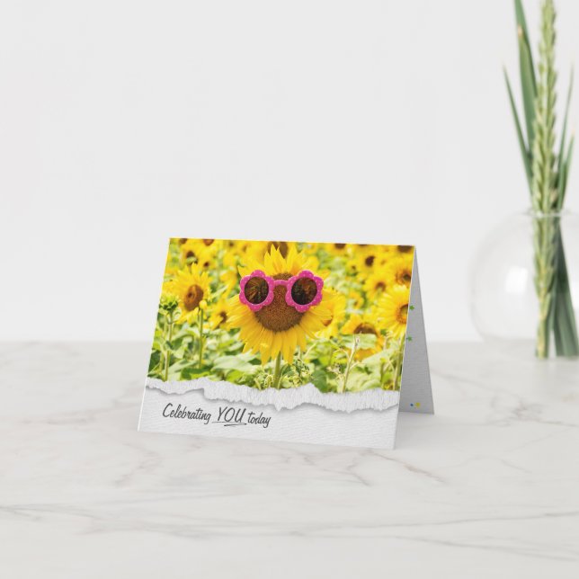 Lunettes de soleil sur Sunflower Carte d'anniversa (Devant)