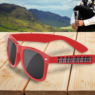 Lunettes De Soleil Tartan à carreaux rouge blanc bleu