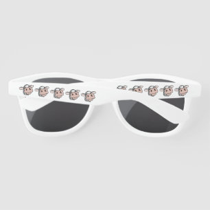Lunettes De Soleil vache de dessin animé noir blanc rose baiser gris