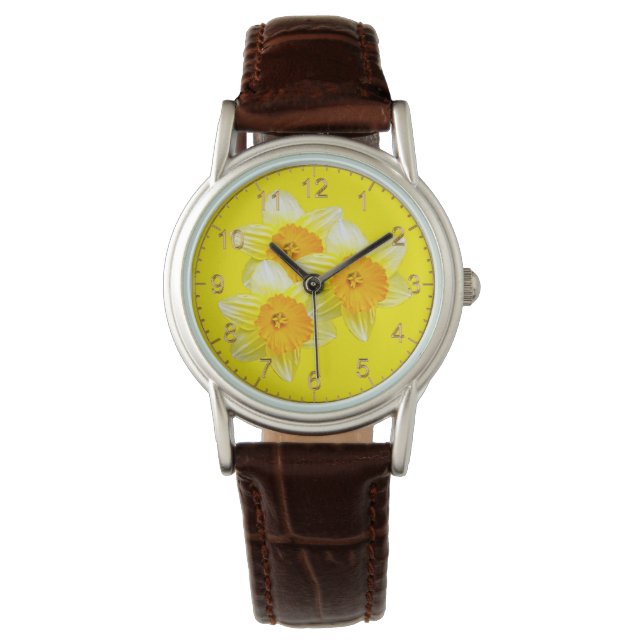 Lunettes d'or Sunburst, Montres en cuir pour dames (devant)
