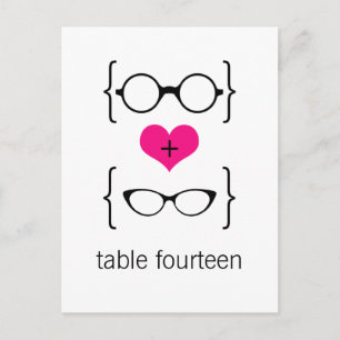 Lunettes Geek Rose Numéro de table Carte postale