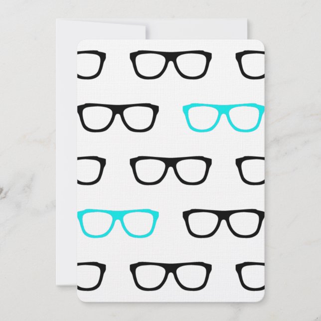 lunettes geeky bleu geek invitations de mariage (Devant)