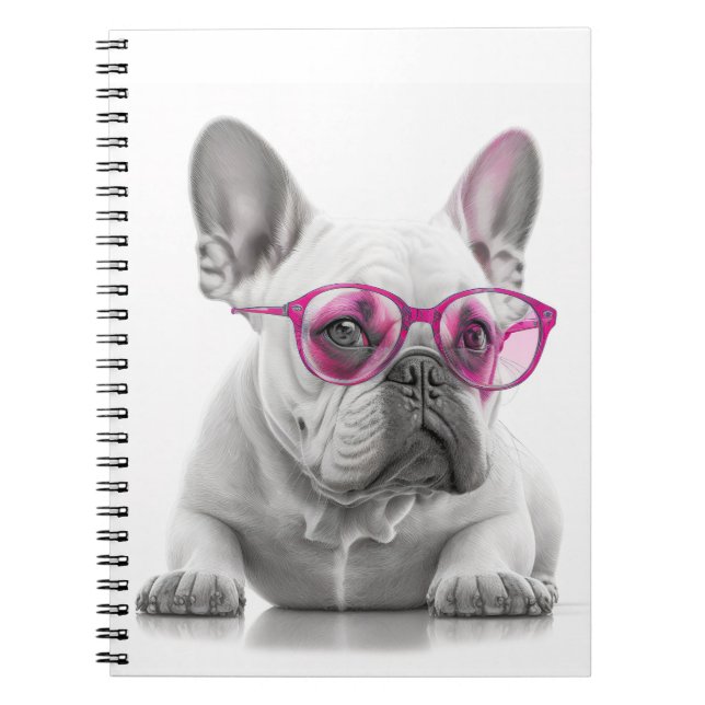 Lunettes roses Bulldog Carnet photo Spiral (Devant)
