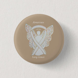 Lung Cancer Awareness Angel Ribbon Art Pin