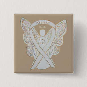 Lung Cancer Awareness Angel Ribbon Art Pin