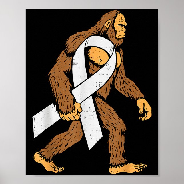 Lung Cancer Awareness Bigfoot White Ribbon Suprt M Poster (Front)