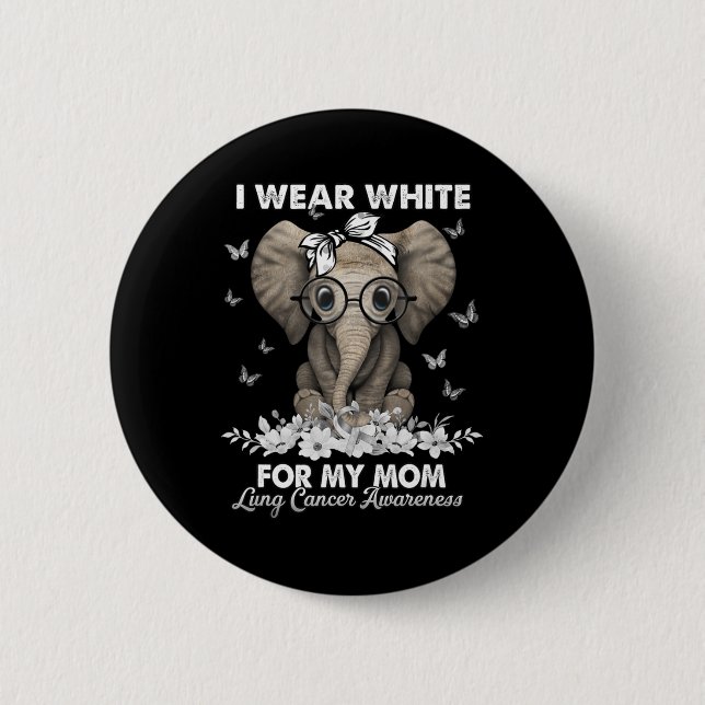 Lung Cancer Awareness Elephant White Ribbon for My 2 Inch Round Button (Front)