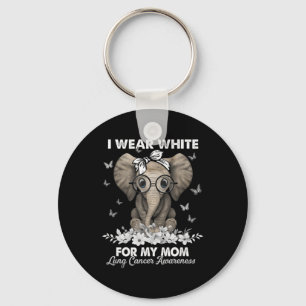 Lung Cancer Awareness Elephant White Ribbon for My Keychain