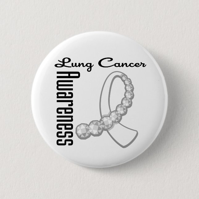 Lung  Cancer Awareness Gemstone Ribbon 2 Inch Round Button (Front)