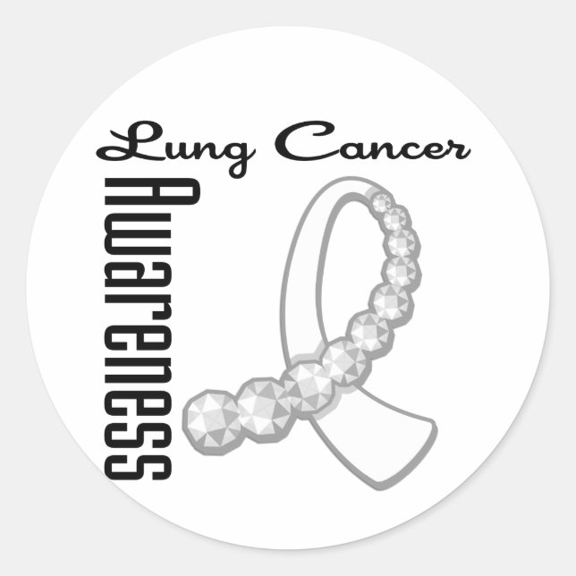Lung  Cancer Awareness Gemstone Ribbon Classic Round Sticker (Front)