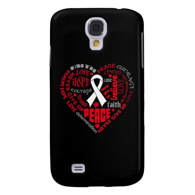 Lung Cancer Awareness Heart Words Case-Mate Samsung Galaxy Case (Back)