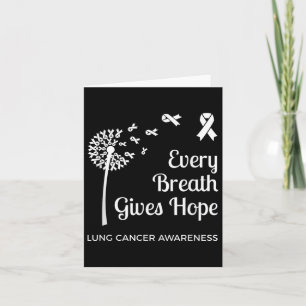 Lung Cancer Awareness Hope Breath White Ribbon Card