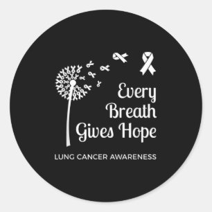 Lung Cancer Awareness Hope Breath White Ribbon Classic Round Sticker