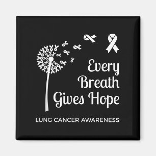 Lung Cancer Awareness Hope Breath White Ribbon Magnet