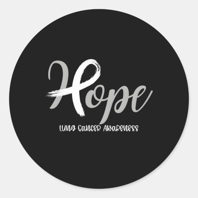 Lung Cancer Awareness Hope Ribbon Classic Round Sticker (Front)