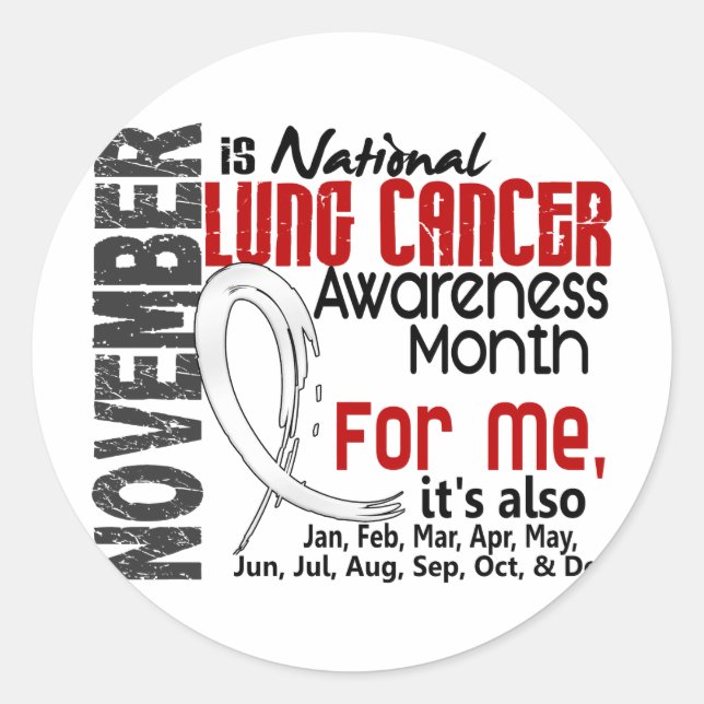 Lung Cancer Awareness Month Every Month For ME Classic Round Sticker (Front)
