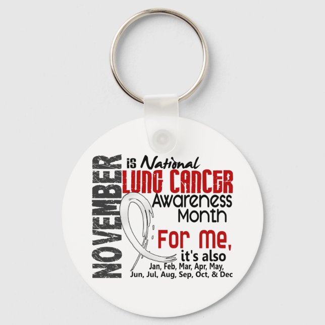 Lung Cancer Awareness Month Every Month For ME Keychain (Front)