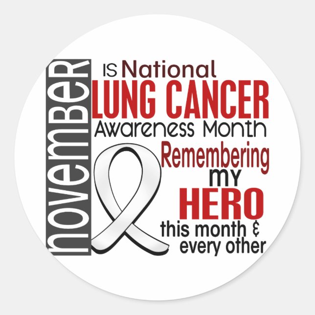 Lung Cancer Awareness Month Ribbon I2.2 Classic Round Sticker (Front)