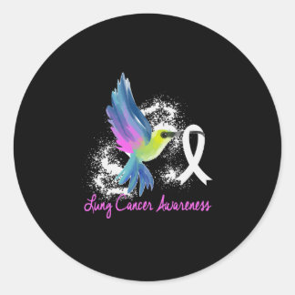 Lung Cancer Awareness Pearl Ribbon Classic Round Sticker