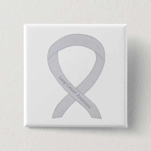 Lung Cancer Awareness Pearl Ribbon Custom Button (Front)
