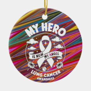 Lung Cancer Awareness Ribbon  Ceramic Ornament