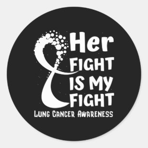 Lung Cancer Awareness Ribbon Family White Fighter  Classic Round Sticker