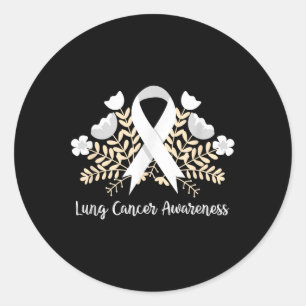 Lung Cancer Awareness Ribbon Lung Cancer  Classic Round Sticker