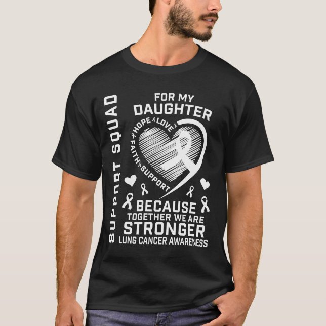 Lung Cancer Awareness Shirts Daughter Ribbon Famil (Front)