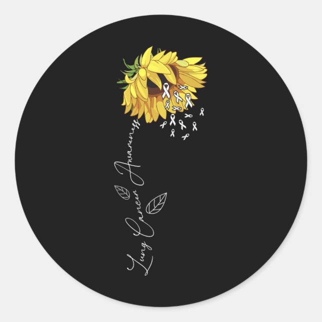 Lung Cancer Awareness Sunflower  Classic Round Sticker (Front)