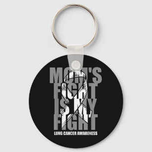 Lung Cancer Awareness White Ribbon November Moms F Keychain