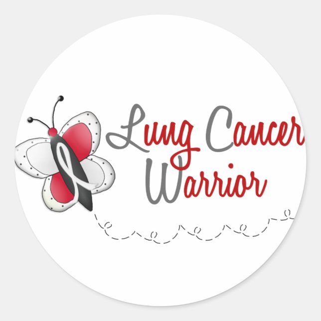 Lung Cancer Butterfly 2 Warrior Classic Round Sticker (Front)