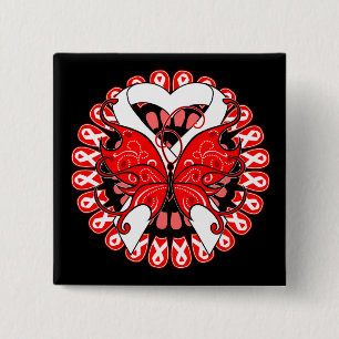 Lung Cancer Butterfly Circle of Ribbons 2 Inch Square Button