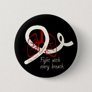 Lung Cancer Fight, lungs and ribbon 2 Inch Round Button