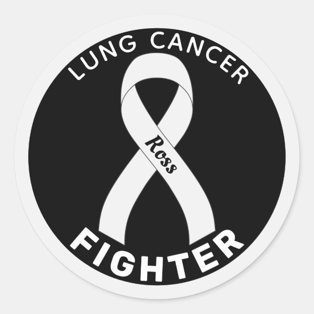 Lung Cancer Fighter Ribbon Black Round Sticker (Front)