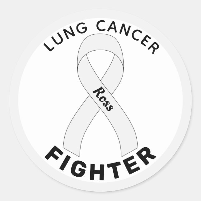 Lung Cancer Fighter Ribbon White Round Sticker (Front)
