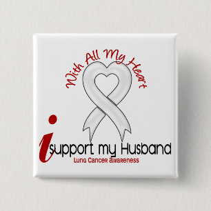 Lung Cancer I Support My Husband 2 Inch Square Button