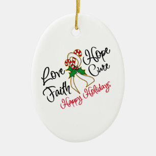 Lung Cancer Love Hope Holidays Ceramic Ornament