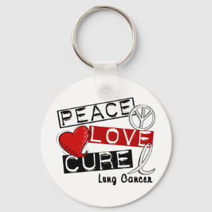 Lung Cancer PEACE LOVE CURE 1 Keychain