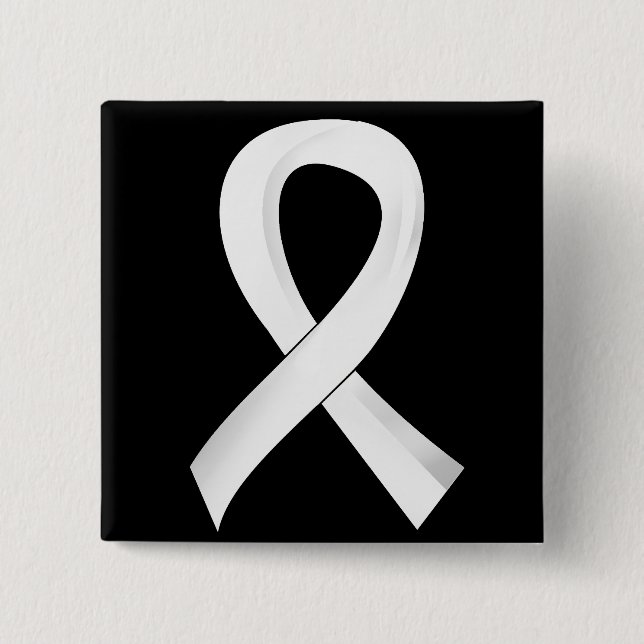 Lung Cancer Pearl Ribbon 3 2 Inch Square Button (Front)
