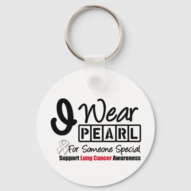 Lung Cancer Pearl Ribbon Someone Special Keychain (Front)