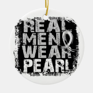 Lung Cancer Real Men Wear Pearl Ceramic Ornament