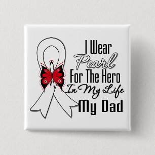 Lung Cancer Ribbon Hero My Dad 2 Inch Square Button